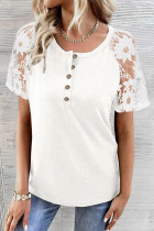 Lace Splicing Sleeves Button Top 