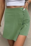 Green Side Button Skirt