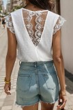White V Neck Lace Top 