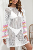 Colorblock Eyelet Beach Dress 