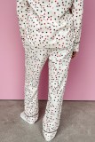 White Contrast Pipping Star Long Sleeve and Pants Pajamas Set