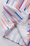 White Multicolor Striped Splash Half Sleeve Blouse