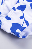 Blue Square Neck Sleeveless Fashion Print Tankini Set