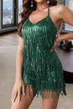 Backless Tassle Spaghetti Dress 