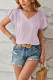 Plain Texture V Neck Flare Sleeves Blouse