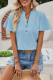 V Neck Button Short Sleeves Top 