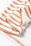 Orange Stripe Oversized Buttoned Front Sleeveless Wide Leg Jumpsuit