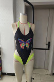 Halter Neck Butterfly One Piece Swimsuit 