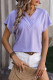Plain Texture V Neck Short Sleeves Top