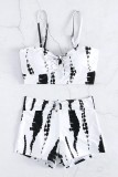 Tie Dye Print Ruched Tank with Shorts Tankini Set