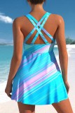 Colorblock Stripes 2pcs Swimwear Set 