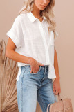 Plain Textured Buttoned Blouse Shirt