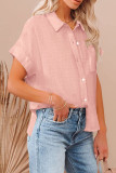 Plain Textured Buttoned Blouse Shirt