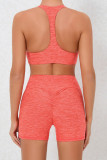Plain Criss Cross Crop Top With Shorts 2pcs Yoga Sports Set
