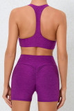 Plain Criss Cross Crop Top With Shorts 2pcs Yoga Sports Set