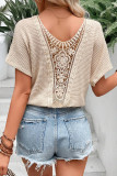 Oatmeal Guipure Lace Patch Textured T-shirt