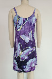 Butterfly Print Sleeveless Mini Dress 