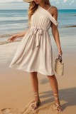 Apricot Textured Spot One Shoulder Mini Dress