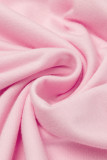 Pink V Neck Hidden Pocket Splits Maxi T-shirt Dress