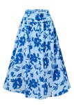 Frilled Waist Side Split Floral Maxi Skirt