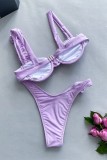 Plain Underwired Flower Strap Bikini Set