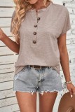 Button Up Plain Short Sleeves Top