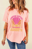 Pink FOREVER CHASING SUNSET Graphic T Shirt