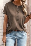 Button Up Plain Short Sleeves Top