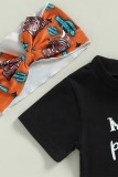 Western Print Baby Tops and Shorts 2pcs Set with Headband