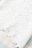 White Elegant Flower Embroidery Hollowed Blouse