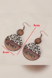 MAMA  Leopard Wooden Round Earrings MOQ 5pcs
