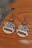 MAMA  Leopard Wooden Round Earrings MOQ 5pcs