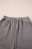 Medium Grey Corded Sleeveless Top and Pocketed Shorts Set