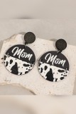 Vintage MAMA  Cow Print Round Earrings MOQ 5pcs