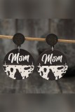 Vintage MAMA  Cow Print Round Earrings MOQ 5pcs