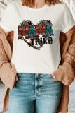 Mama Tried Aztec Cowhide Leopard Heart Print Graphic Top
