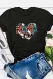 Mama Tried Aztec Cowhide Leopard Heart Print Graphic Top