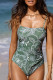 Green Floral Pattern Spaghetti Straps Teddy Swimsuit