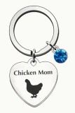 Chicken Mom Heart Keychain MOQ 5pcs