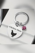Chicken Mom Heart Keychain MOQ 5pcs