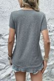 Crew Neck Plain Ruffle Hem Top 