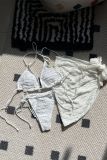 Plain Textured Bikini Set With Cover Up 3pcs Set