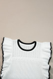 White Crochet Eyelet Flounce Tank Top