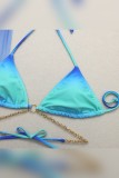 Blue Tie Dye Halter Bikini With Cover Up 