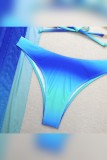 Blue Tie Dye Halter Bikini With Cover Up 