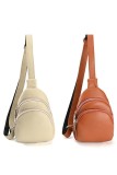 Plain Dual Zipper PU Sling Bag  MOQ 3pcs