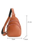 Plain Dual Zipper PU Sling Bag  MOQ 3pcs