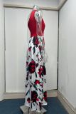 One Shoulder Split Floral Maxi Dress
