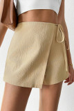Apricot Zipper Textured Shorts 