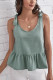 Green Sleeveless Ruffle Top 